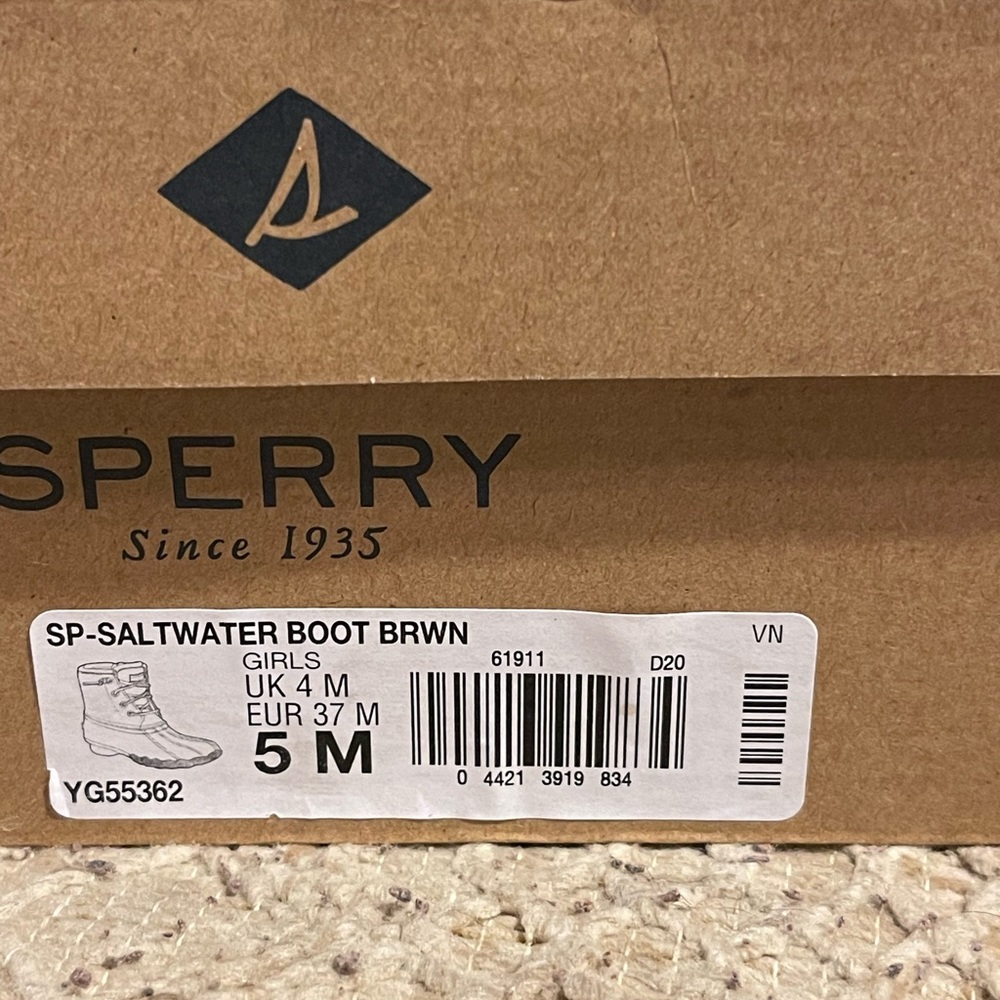 Sperry saltwater big kids boots size 5 BROWN - Picture 3 of 8